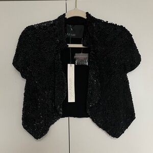 Yigal Azrouel Black Leather Sequin Women's Cropped Jacket
